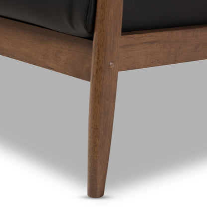 Baxton Studio - Venza Accent Chair in Black/"Walnut" Brown - Venza-Black/Walnut Brown-CC view 6