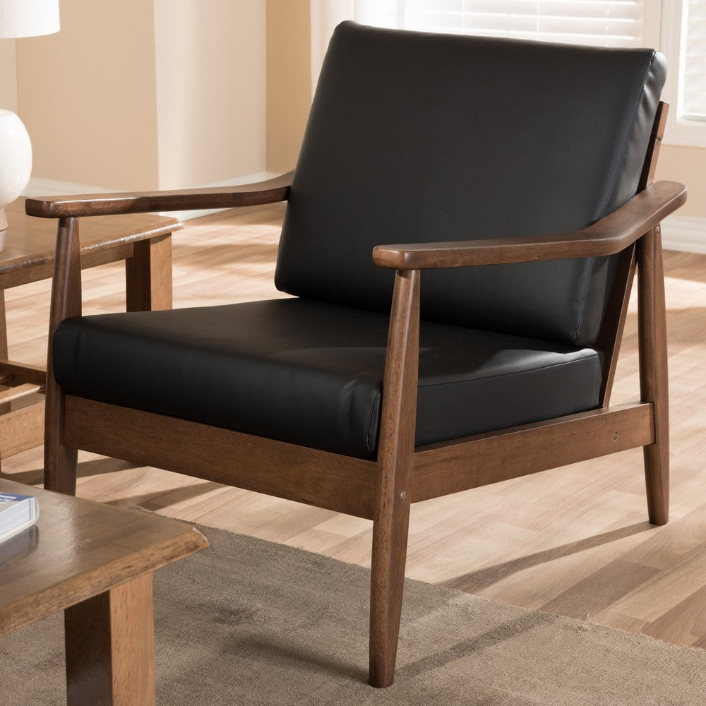 Baxton Studio - Venza Accent Chair in Black/"Walnut" Brown - Venza-Black/Walnut Brown-CC view 7