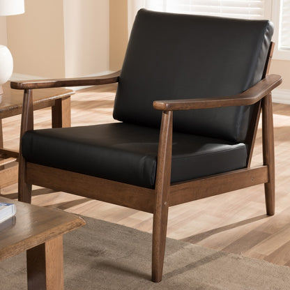 Baxton Studio - Venza Accent Chair in Black/"Walnut" Brown - Venza-Black/Walnut Brown-CC view 7