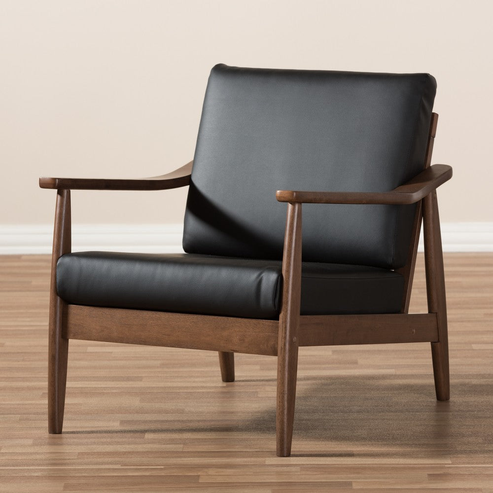 Baxton Studio - Venza Accent Chair in Black/"Walnut" Brown - Venza-Black/Walnut Brown-CC view 8