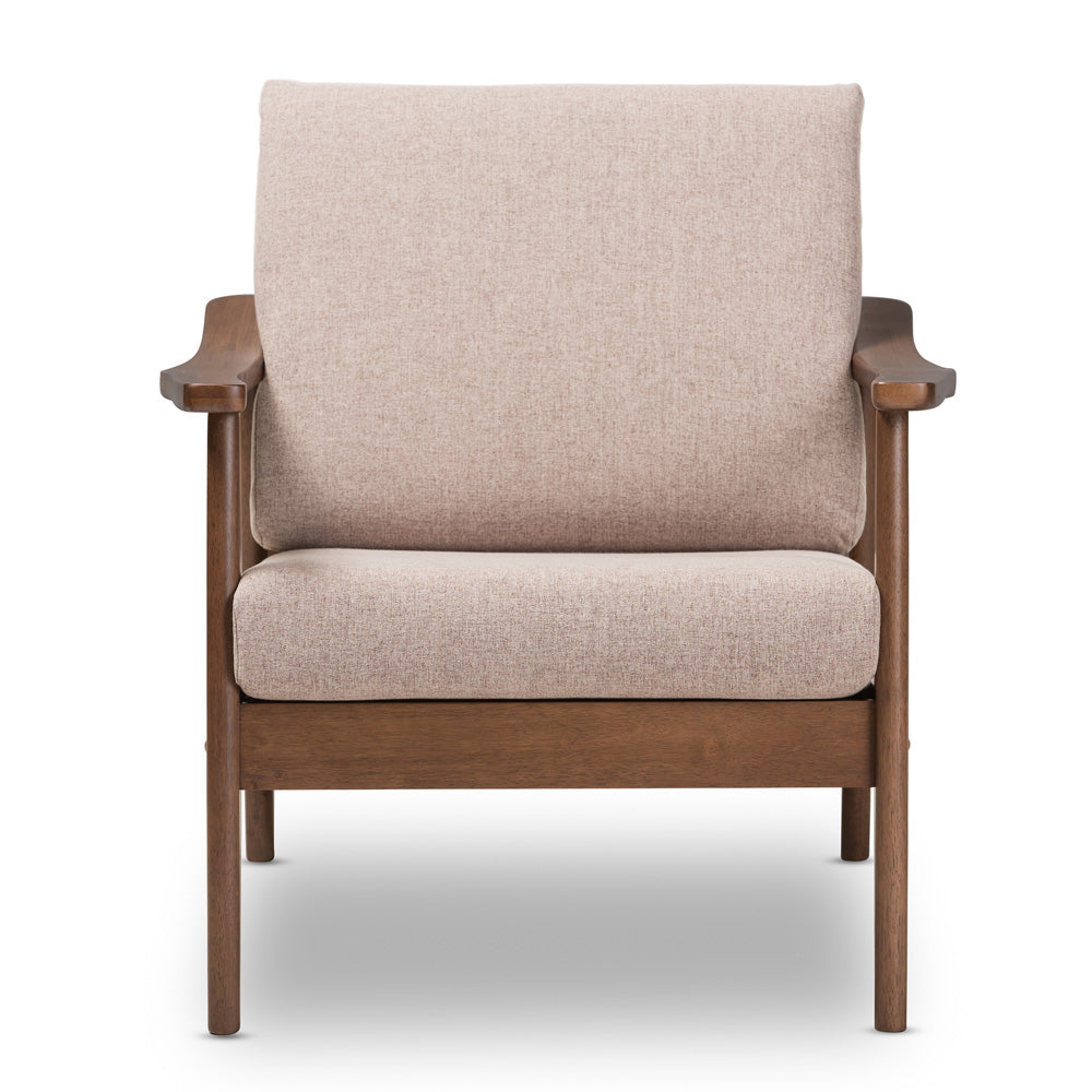 Baxton Studio - Venza Accent Chair in Light Brown/"Walnut" Brown - Venza-Brown/Walnut Brown-CC view 2