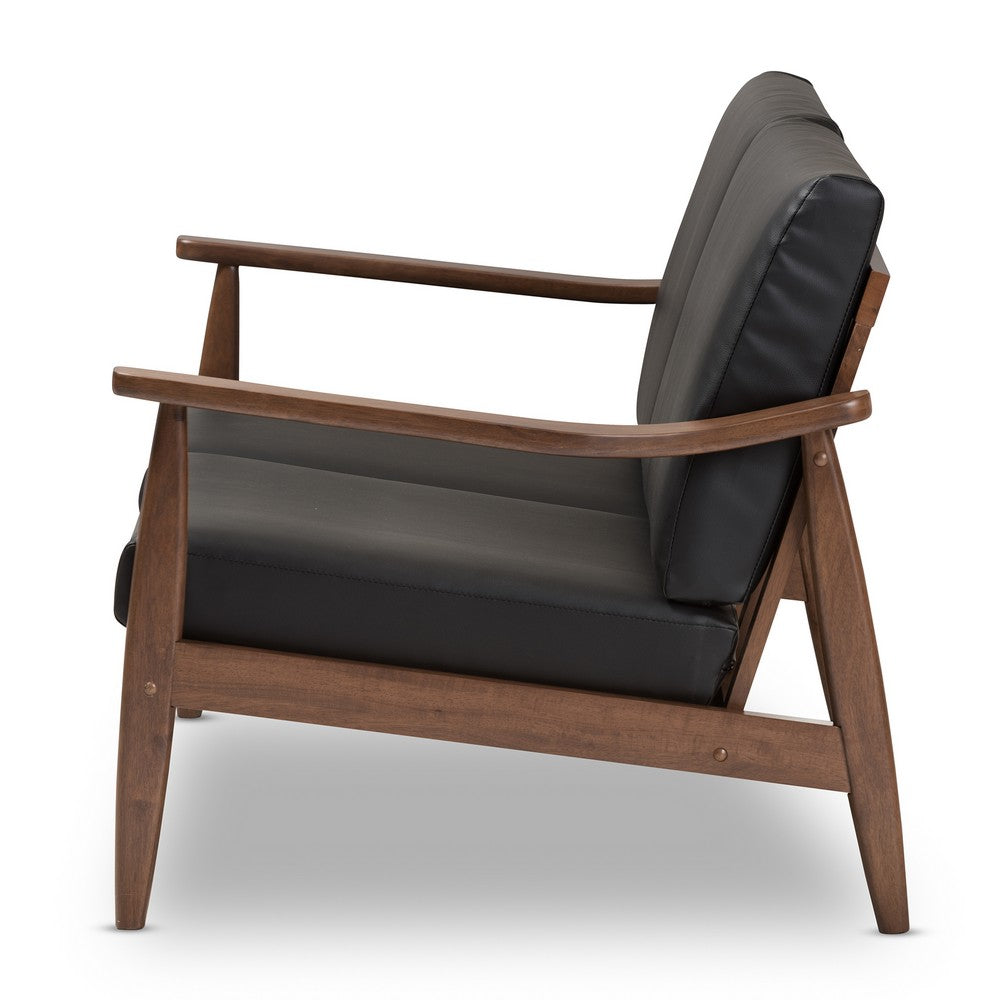 Baxton Studio - Venza Loveseat in Black/"Walnut" Brown - Venza-Black/Walnut Brown-LS view 3