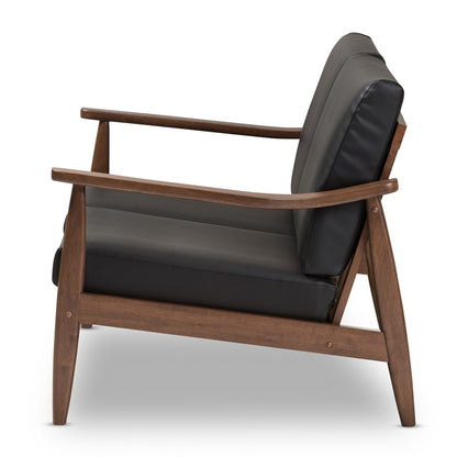Baxton Studio - Venza Loveseat in Black/"Walnut" Brown - Venza-Black/Walnut Brown-LS view 3