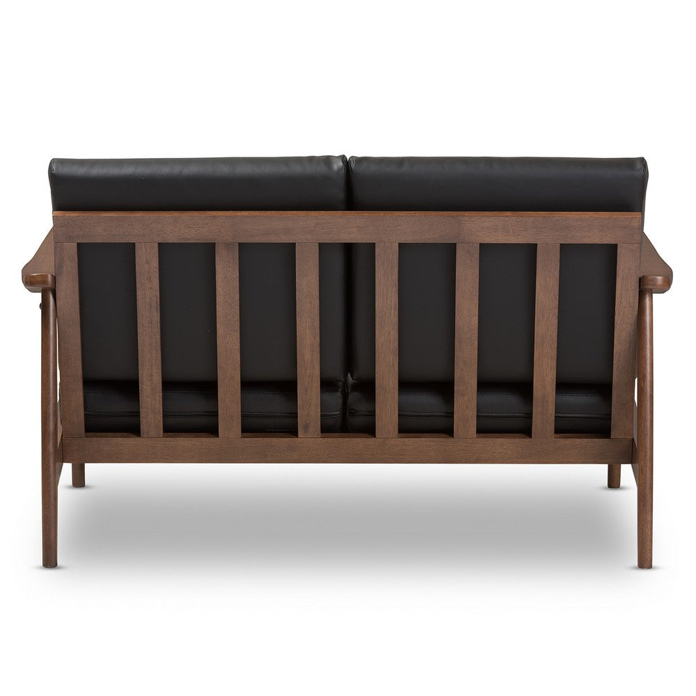 Baxton Studio - Venza Loveseat in Black/"Walnut" Brown - Venza-Black/Walnut Brown-LS view 4