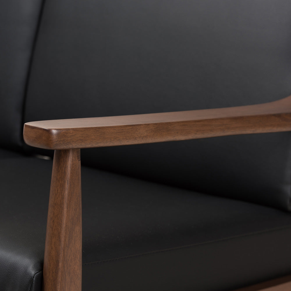 Baxton Studio - Venza Loveseat in Black/"Walnut" Brown - Venza-Black/Walnut Brown-LS view 5