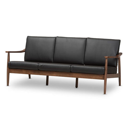 Baxton Studio - Venza Sofa in Black/"Walnut" Brown - Venza-Black/Walnut Brown-SF view 1