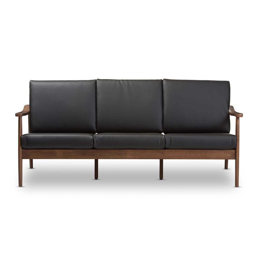 Baxton Studio - Venza Sofa in Black/"Walnut" Brown - Venza-Black/Walnut Brown-SF view 2
