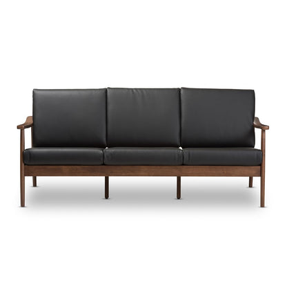 Baxton Studio - Venza Sofa in Black/"Walnut" Brown - Venza-Black/Walnut Brown-SF view 2