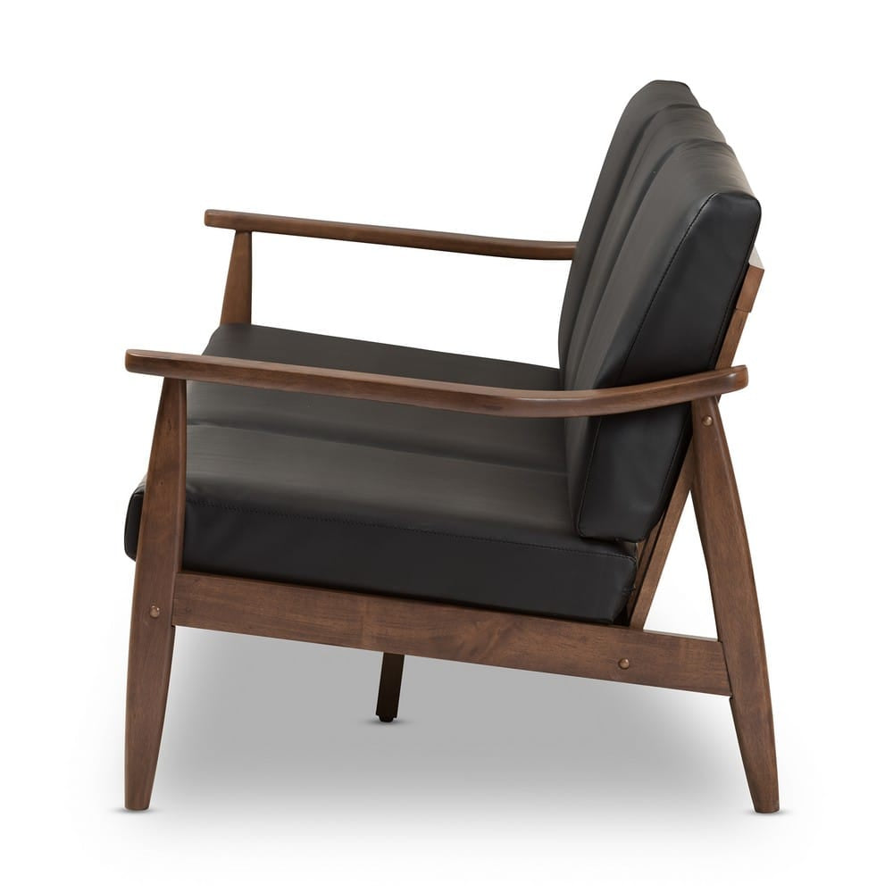 Baxton Studio - Venza Sofa in Black/"Walnut" Brown - Venza-Black/Walnut Brown-SF view 3