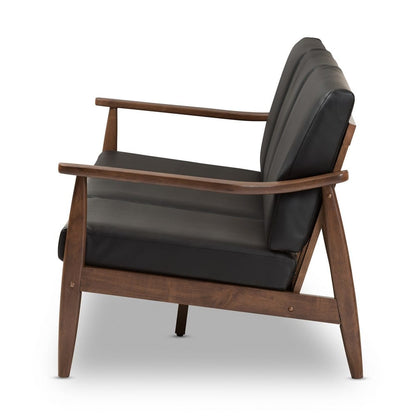 Baxton Studio - Venza Sofa in Black/"Walnut" Brown - Venza-Black/Walnut Brown-SF view 3