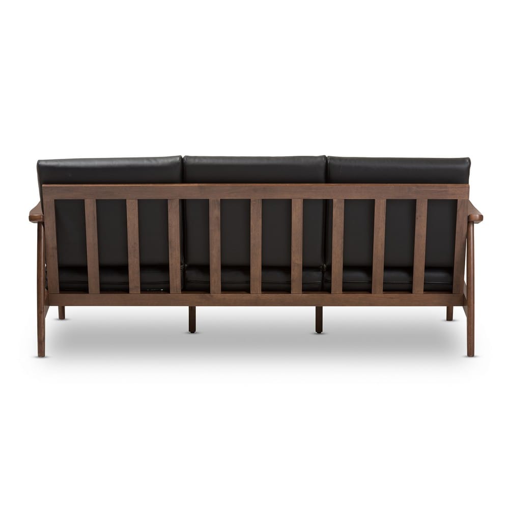 Baxton Studio - Venza Sofa in Black/"Walnut" Brown - Venza-Black/Walnut Brown-SF view 4