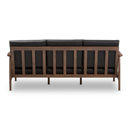 Baxton Studio - Venza Sofa in Black/"Walnut" Brown - Venza-Black/Walnut Brown-SF view 4