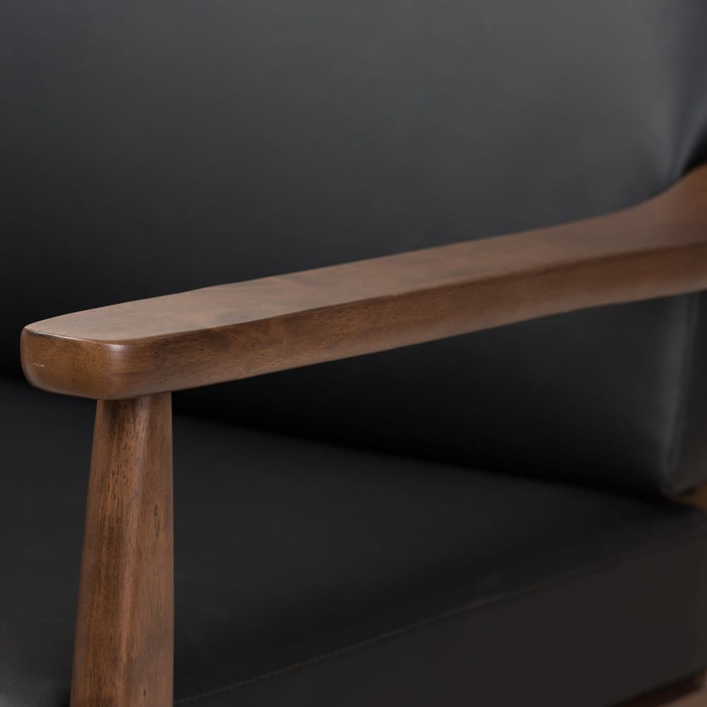 Baxton Studio - Venza Sofa in Black/"Walnut" Brown - Venza-Black/Walnut Brown-SF view 5