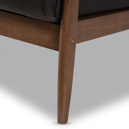 Baxton Studio - Venza Sofa in Black/"Walnut" Brown - Venza-Black/Walnut Brown-SF view 6