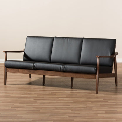Baxton Studio - Venza Sofa in Black/"Walnut" Brown - Venza-Black/Walnut Brown-SF view 8