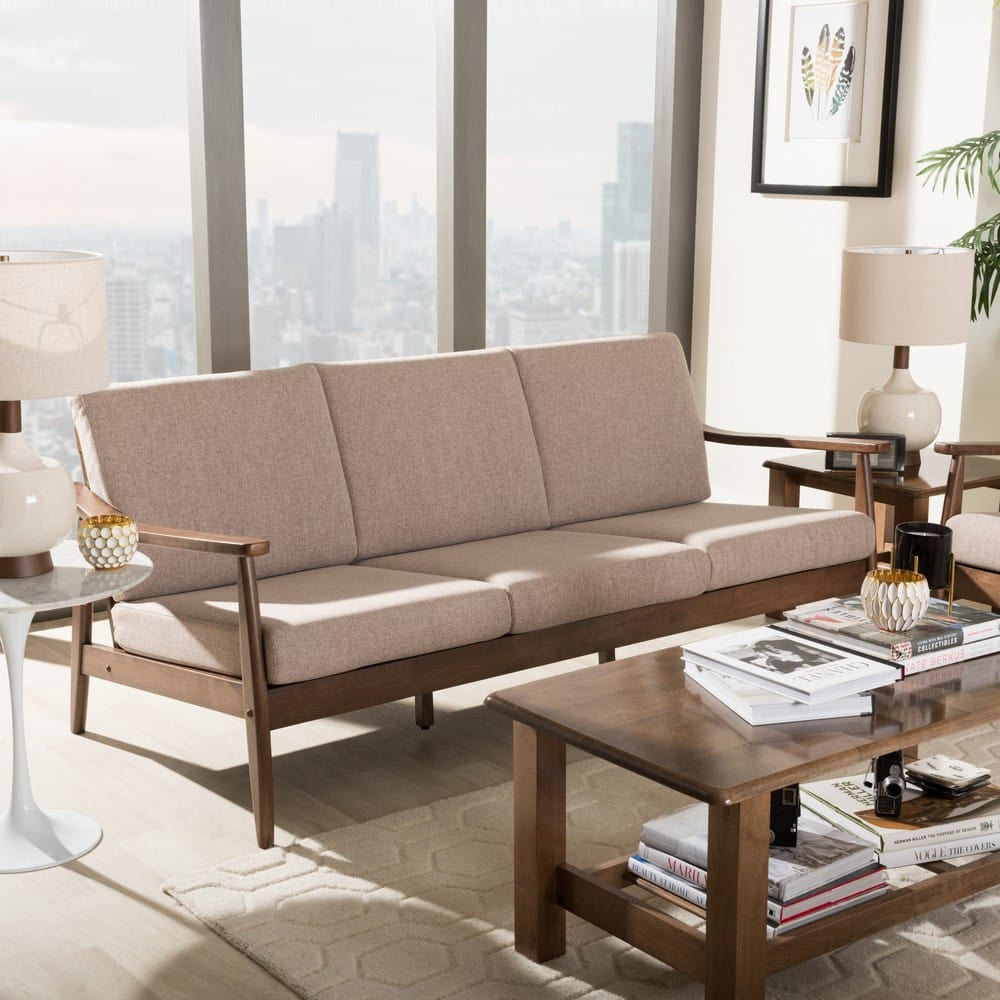 Baxton Studio - Venza Sofa in Light Brown/"Walnut" Brown - Venza-Brown/Walnut Brown-SF view 7