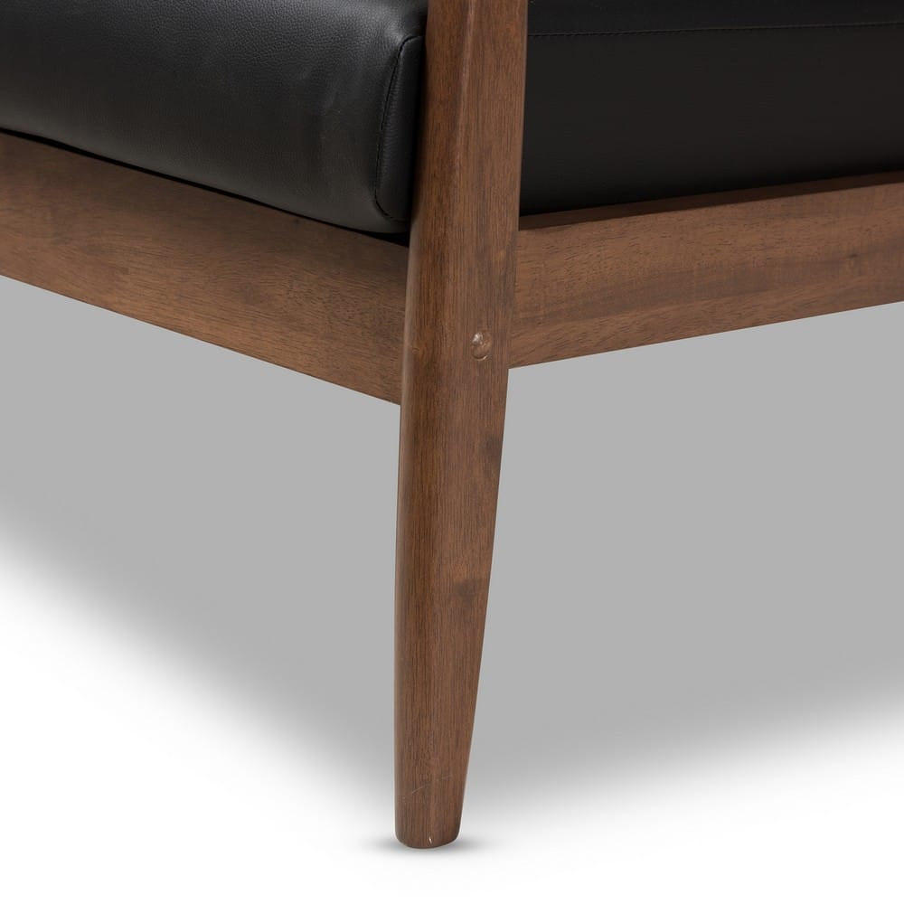 Baxton Studio - Venza Sofa Set in Black/"Walnut" Brown - Venza-Black/Walnut Brown-3PC-Set view 3