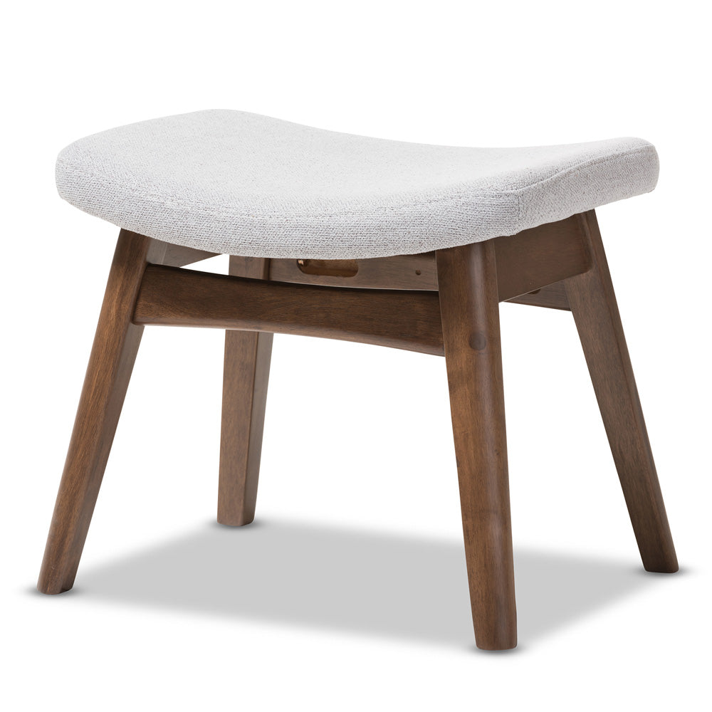 Baxton Studio - Vera Ottoman in Grey/"Walnut" Brown - Vera-Light-Grey-Otto view 1
