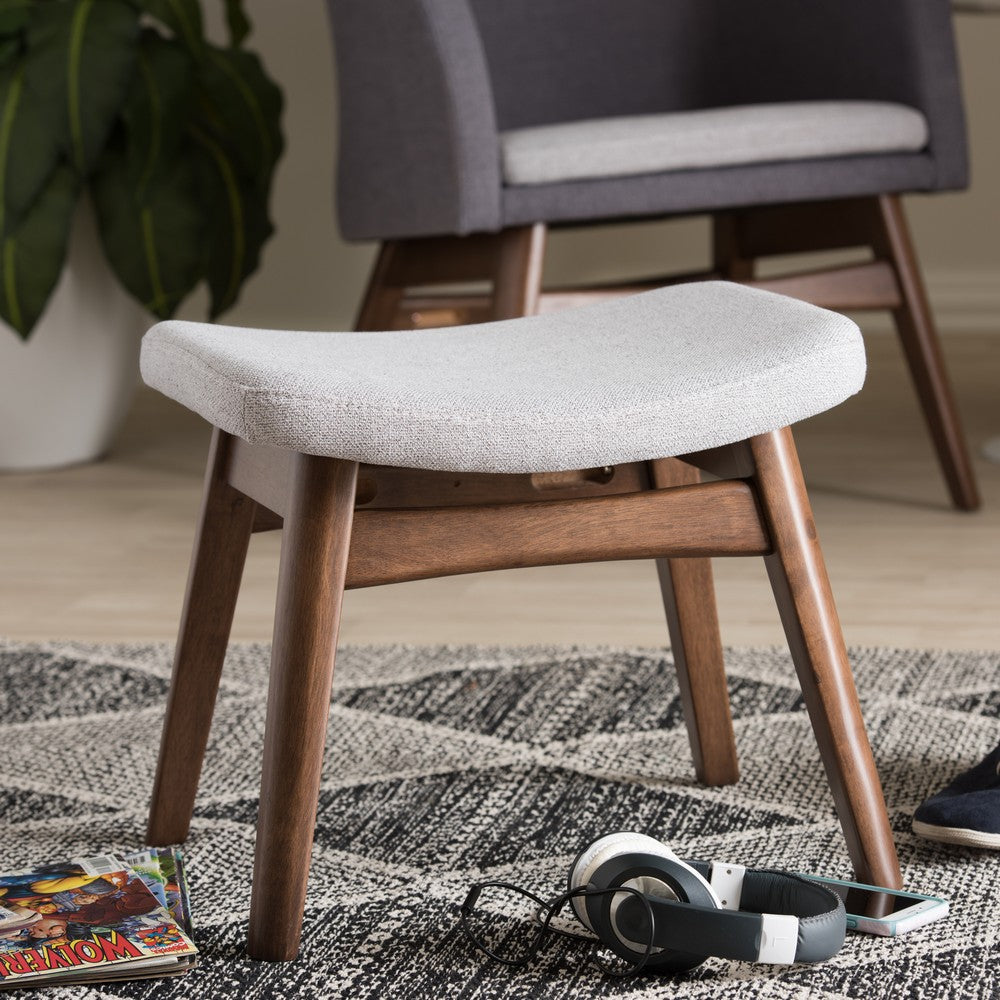 Baxton Studio - Vera Ottoman in Grey/"Walnut" Brown - Vera-Light-Grey-Otto view 4