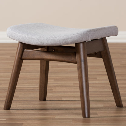 Baxton Studio - Vera Ottoman in Grey/"Walnut" Brown - Vera-Light-Grey-Otto view 5