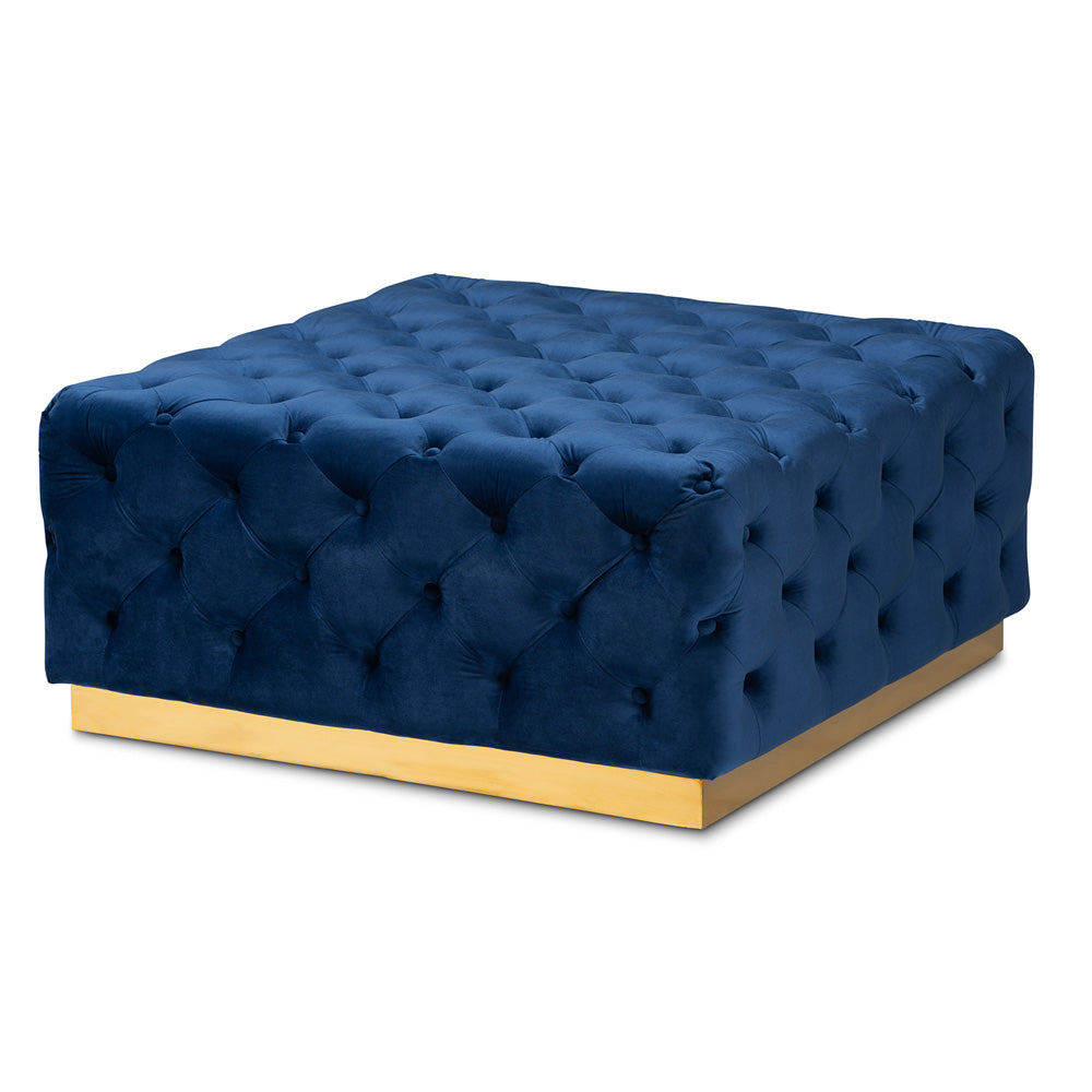 Baxton Studio - Verene Ottoman in Royal Blue/Gold - TSF-6690-Royal Blue/Gold-Otto view 1