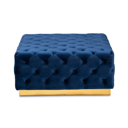 Baxton Studio - Verene Ottoman in Royal Blue/Gold - TSF-6690-Royal Blue/Gold-Otto view 2