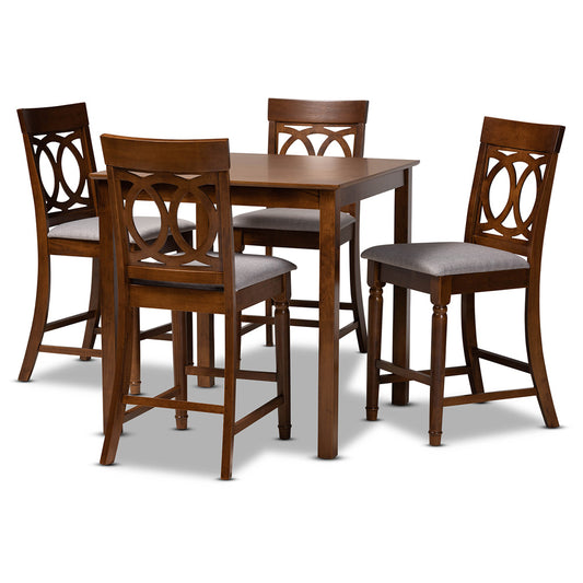 Baxton Studio - Verina Pub Set in Grey/walnut brown - RH323P-Grey/Walnut-5PC Pub Set view 1