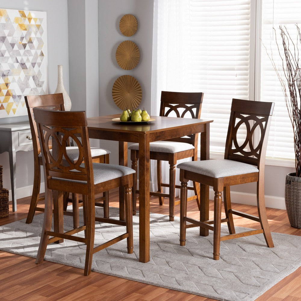 Baxton Studio - Verina Pub Set in Grey/walnut brown - RH323P-Grey/Walnut-5PC Pub Set view 7