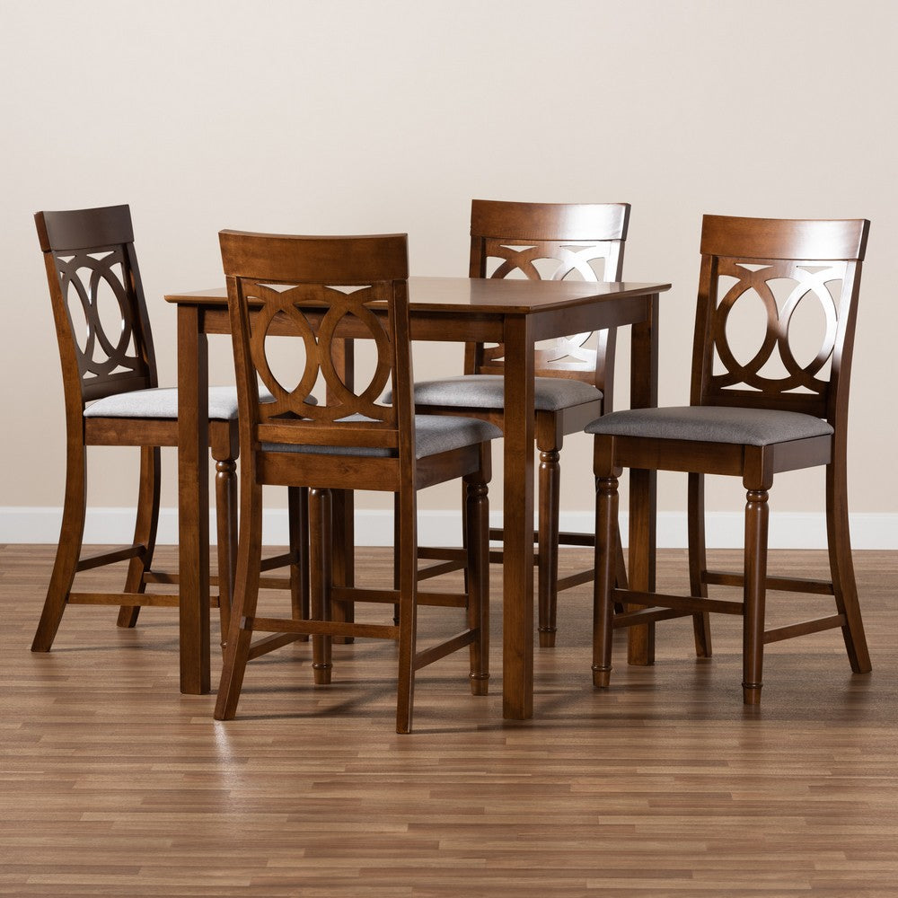 Baxton Studio - Verina Pub Set in Grey/walnut brown - RH323P-Grey/Walnut-5PC Pub Set view 8
