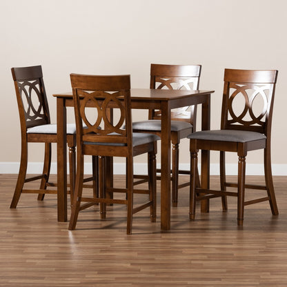 Baxton Studio - Verina Pub Set in Grey/walnut brown - RH323P-Grey/Walnut-5PC Pub Set view 8