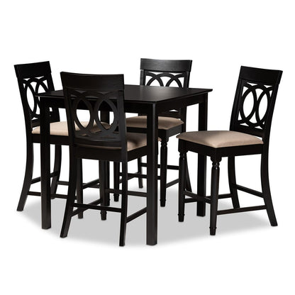 Baxton Studio - Verina Pub Set in Sand/Espresso - RH323P-Sand/Dark Brown-5PC Pub Set view 1
