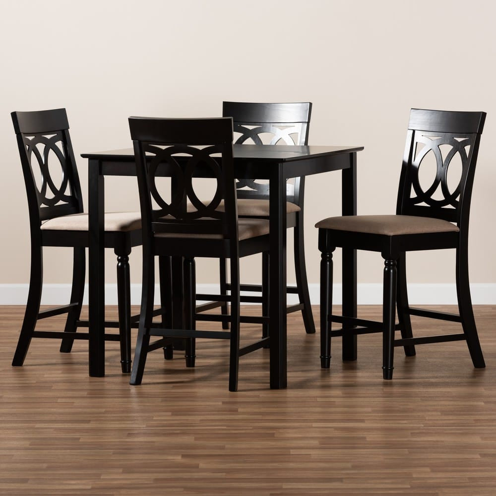 Baxton Studio - Verina Pub Set in Sand/Espresso - RH323P-Sand/Dark Brown-5PC Pub Set view 7