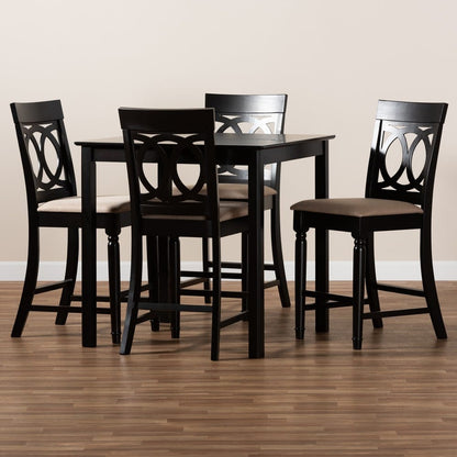 Baxton Studio - Verina Pub Set in Sand/Espresso - RH323P-Sand/Dark Brown-5PC Pub Set view 7