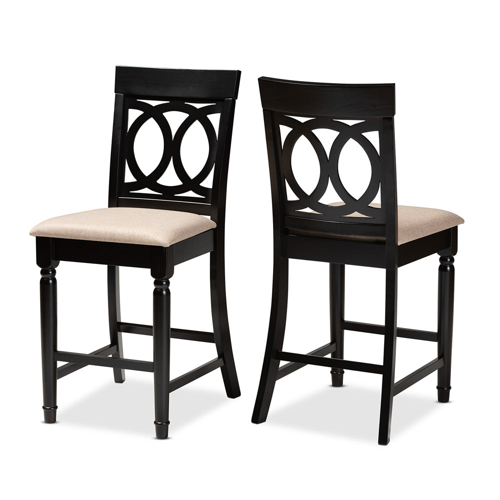 Baxton Studio - Verina Set of 2 Counter Stools in Sand/Espresso - RH323P-Sand/Dark Brown-PS view 1