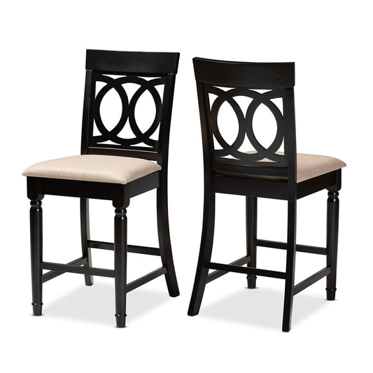 Baxton Studio - Verina Set of 2 Counter Stools in Sand/Espresso - RH323P-Sand/Dark Brown-PS view 1