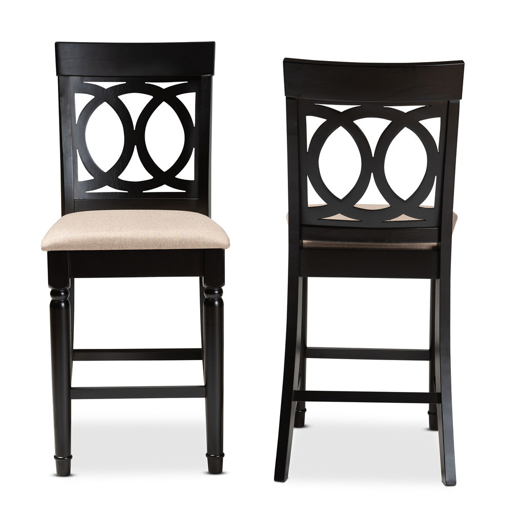 Baxton Studio - Verina Set of 2 Counter Stools in Sand/Espresso - RH323P-Sand/Dark Brown-PS view 2