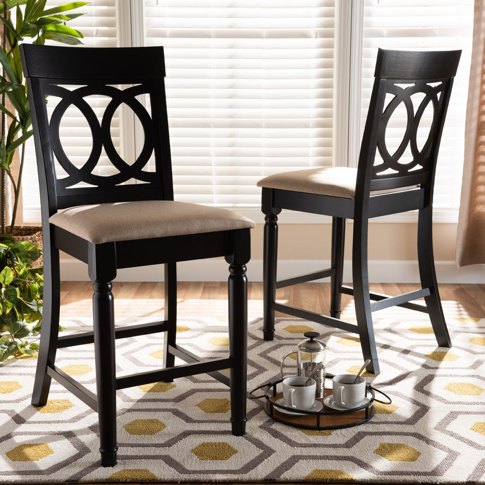Baxton Studio - Verina Set of 2 Counter Stools in Sand/Espresso - RH323P-Sand/Dark Brown-PS view 6