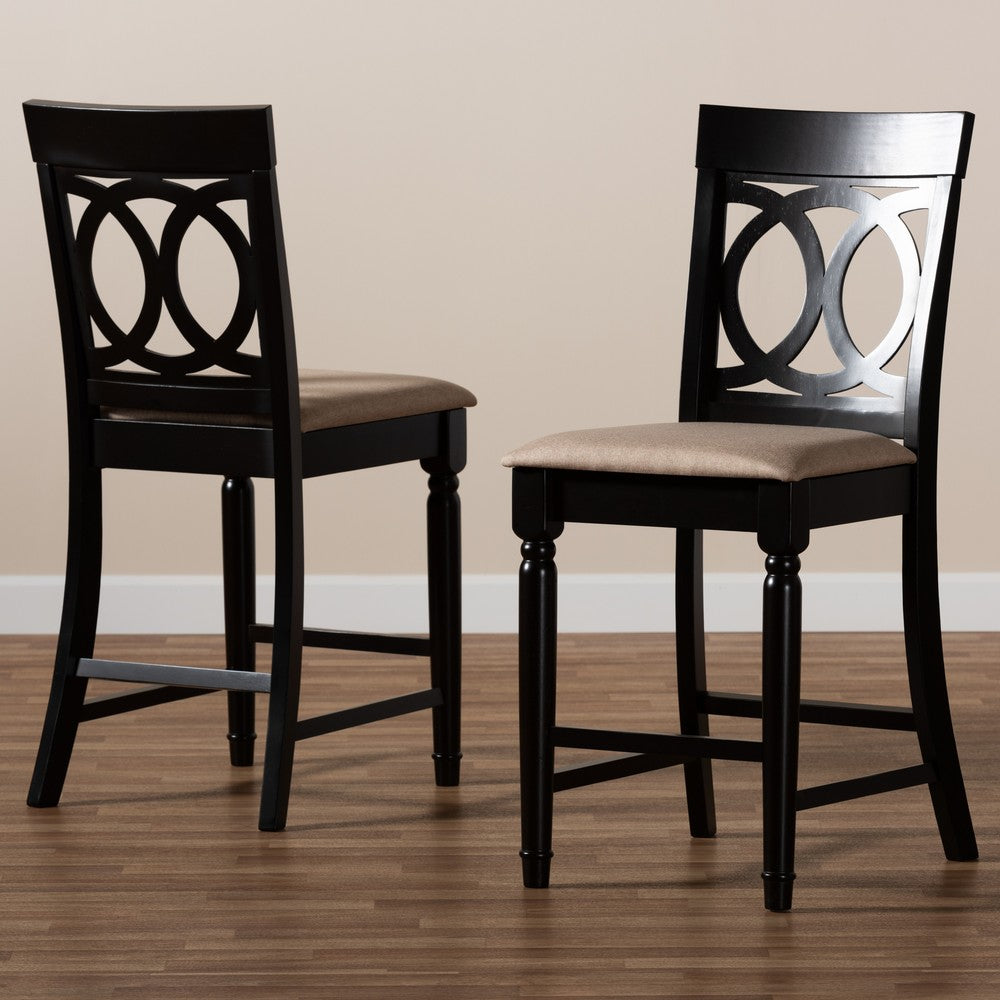 Baxton Studio - Verina Set of 2 Counter Stools in Sand/Espresso - RH323P-Sand/Dark Brown-PS view 7