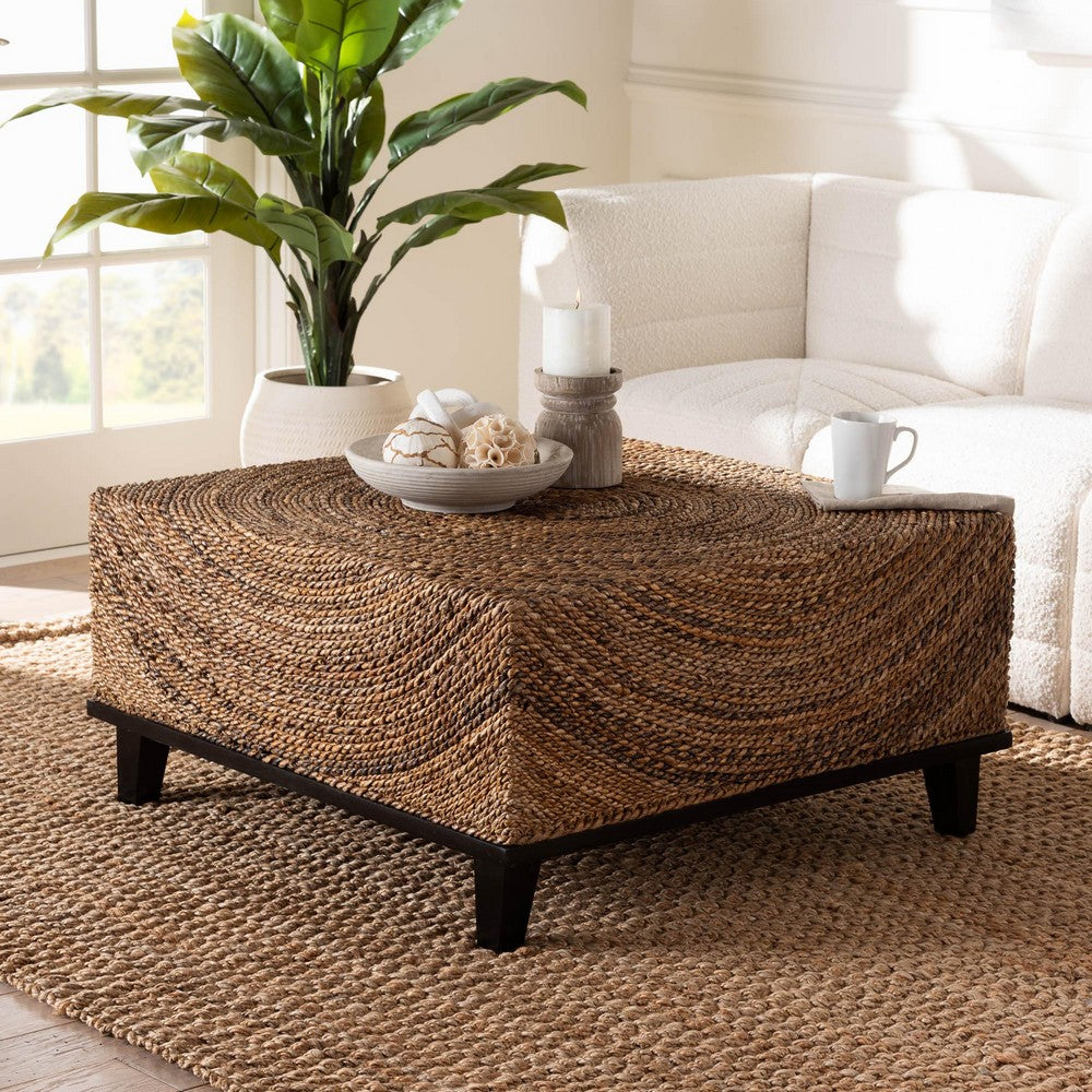 Baxton Studio - Verino Coffee Table in Natural Seagrass/Espresso Brown - Verino-Seagrass-CT view 7