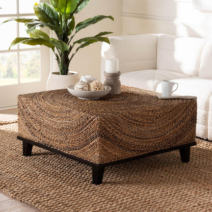Baxton Studio - Verino Coffee Table in Natural Seagrass/Espresso Brown - Verino-Seagrass-CT view 7