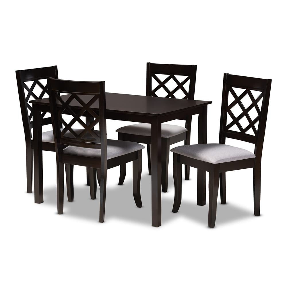 Baxton Studio - Verner Dining Set in Gray/Espresso - RH330C-Grey/Dark Brown-5PC Dining Set view 1