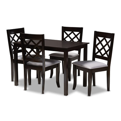 Baxton Studio - Verner Dining Set in Gray/Espresso - RH330C-Grey/Dark Brown-5PC Dining Set view 1