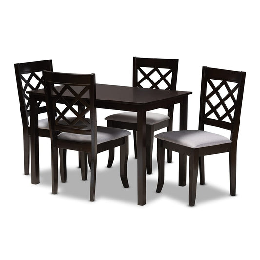 Baxton Studio - Verner Dining Set in Gray/Espresso - RH330C-Grey/Dark Brown-5PC Dining Set view 1