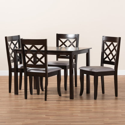 Baxton Studio - Verner Dining Set in Gray/Espresso - RH330C-Grey/Dark Brown-5PC Dining Set view 5