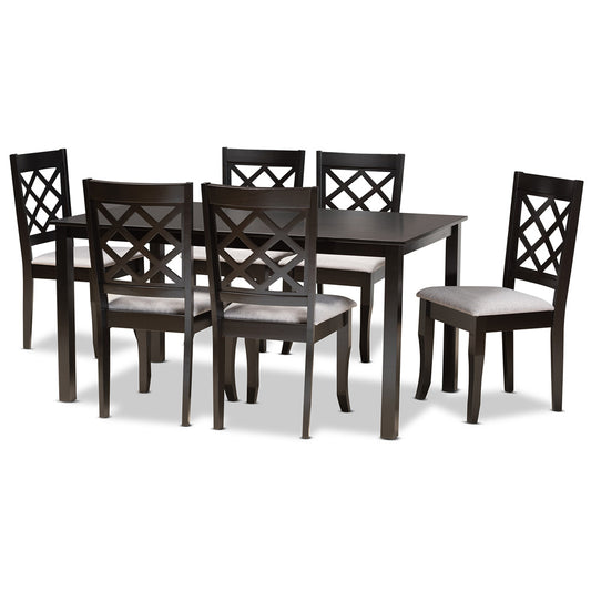 Baxton Studio - Verner Dining Set in Grey/Dark Brown - RH330C-Grey/Dark Brown-7PC Dining Set view 1