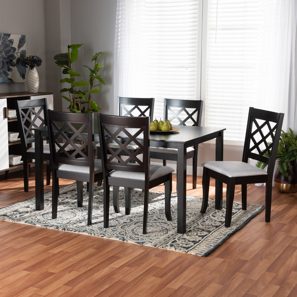 Baxton Studio - Verner Dining Set in Grey/Dark Brown - RH330C-Grey/Dark Brown-7PC Dining Set view 7