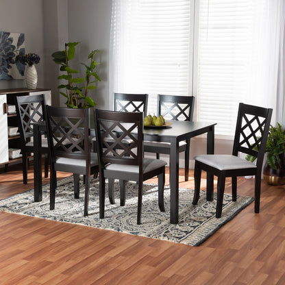 Baxton Studio - Verner Dining Set in Grey/Dark Brown - RH330C-Grey/Dark Brown-7PC Dining Set view 7
