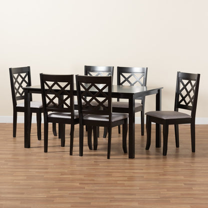 Baxton Studio - Verner Dining Set in Grey/Dark Brown - RH330C-Grey/Dark Brown-7PC Dining Set view 8