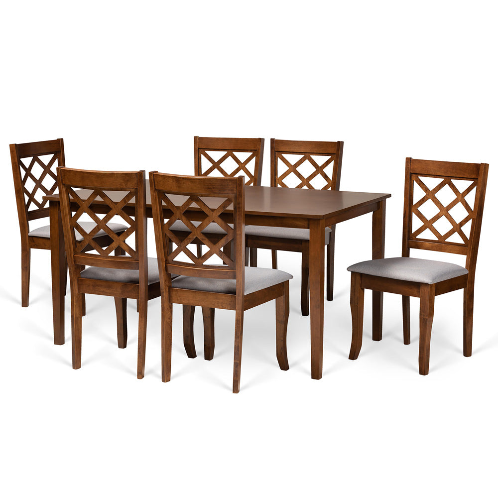 Baxton Studio - Verner Dining Set in Grey/walnut brown - RH330C-Grey/Walnut-DC-7PC Dining Set view 1