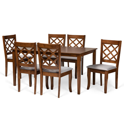 Baxton Studio - Verner Dining Set in Grey/walnut brown - RH330C-Grey/Walnut-DC-7PC Dining Set view 1